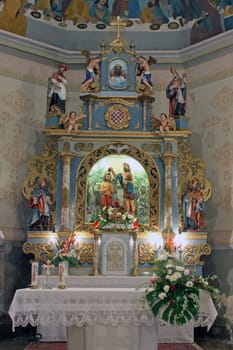 The main altar in the parish church of St. John the Baptist in Gornji Desinec, Croatia