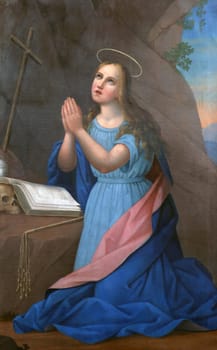 Saint Mary Magdalene, altar painting on the altar of Saint Mary Magdalene in the parish church of Wounded Jesus in Gradec, Croatia