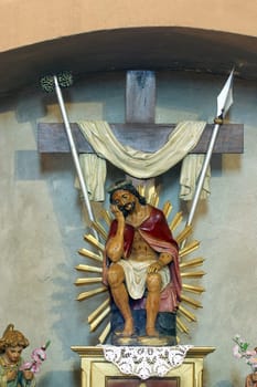 Wounded Jesus, statue  on the altar Wounded Jesus in the parish church of the Visitation of the Blessed Virgin Mary in Garešnica, Croatia