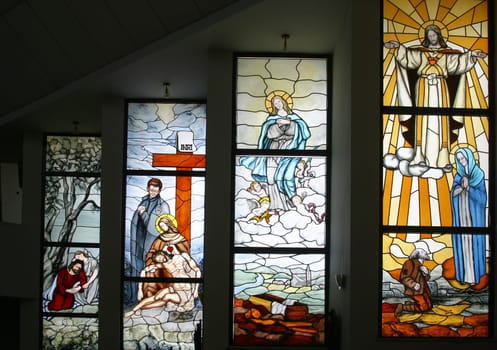 Stained glass window in the parish church of Saint Anthony of Padua in Lasinja, Croatia