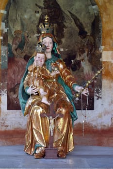 Madonna with the infant Jesus on a throne in the church of Our Lady of Jerusalem at Trski Vrh in Krapina, Croatia
