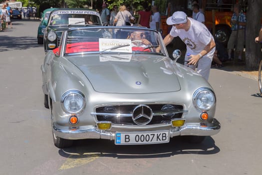 Burgas Sea Garden / Bulgaria / Europe - July 02, 2016 Ninth Parade of Retro Cars and Motorcycles.Selective focus with shallow depth of field.