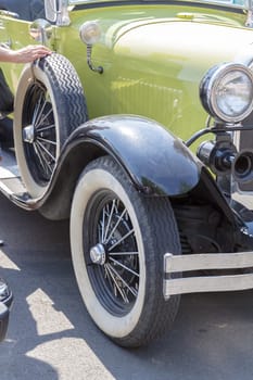Burgas Sea Garden / Bulgaria / Europe - July 02, 2016 Ninth Parade of Retro Cars and Motorcycles.Selective focus with shallow depth of field.