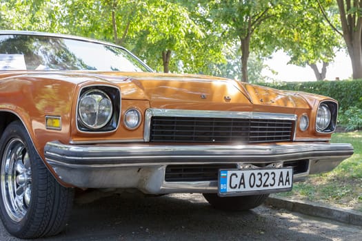 Burgas Sea Garden / Bulgaria / Europe - July 02, 2016 Ninth Parade of Retro Cars and Motorcycles.Selective focus with shallow depth of field.