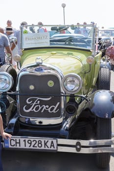 Burgas Sea Garden / Bulgaria / Europe - July 02, 2016 Ninth Parade of Retro Cars and Motorcycles.Selective focus with shallow depth of field.