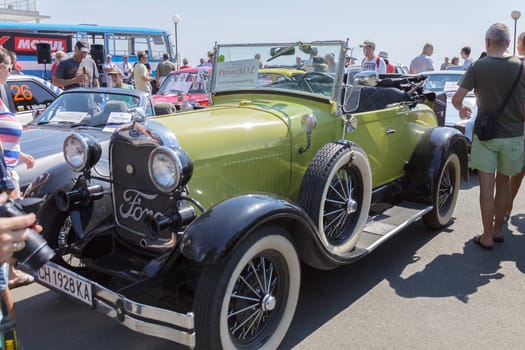 Burgas Sea Garden / Bulgaria / Europe - July 02, 2016 Ninth Parade of Retro Cars and Motorcycles.Selective focus with shallow depth of field.