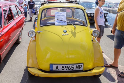 Burgas Sea Garden / Bulgaria / Europe - July 02, 2016 Ninth Parade of Retro Cars and Motorcycles.Selective focus with shallow depth of field.
