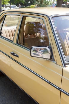 Burgas Sea Garden / Bulgaria / Europe - July 02, 2016 Ninth Parade of Retro Cars and Motorcycles.Selective focus with shallow depth of field.