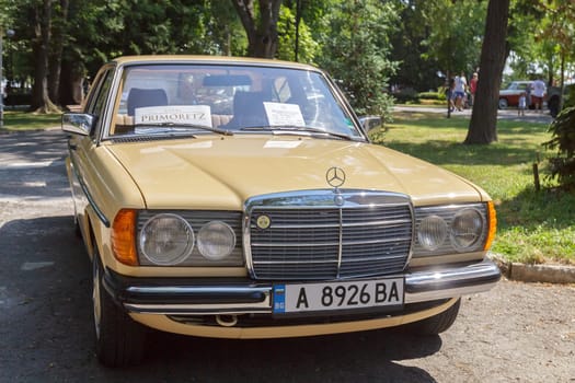 Burgas Sea Garden / Bulgaria / Europe - July 02, 2016 Ninth Parade of Retro Cars and Motorcycles.Selective focus with shallow depth of field.