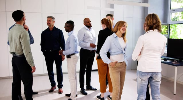 Business Communication In Office And Teamwork. Standing Meeting