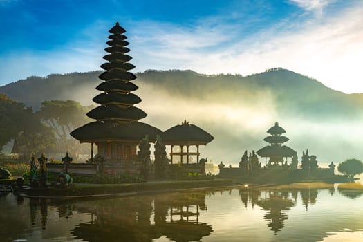Ulun Danu Beratan temple at the edge of Lake Bratan, Bali, Indonesia