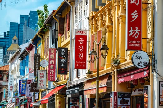 SINGAPORE - MAY 12 , 2024: Architecture of Chinatown on Temple Street in Singapore