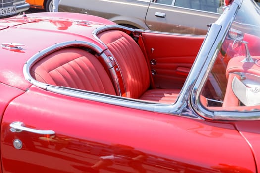 Burgas Sea Garden / Bulgaria / Europe - July 02, 2016 Ninth Parade of Retro Cars and Motorcycles.Selective focus with shallow depth of field.
