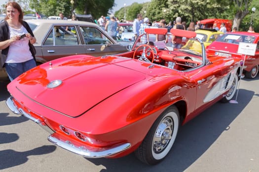 Burgas Sea Garden / Bulgaria / Europe - July 02, 2016 Ninth Parade of Retro Cars and Motorcycles.Selective focus with shallow depth of field.