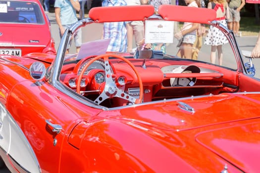 Burgas Sea Garden / Bulgaria / Europe - July 02, 2016 Ninth Parade of Retro Cars and Motorcycles.Selective focus with shallow depth of field.