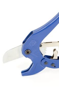 Blue scissors specially used for cutting polypropylene tubes