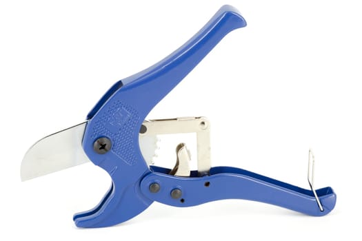 Blue scissors specially used for cutting polypropylene tubes