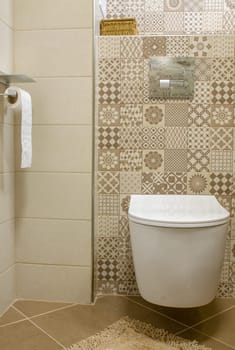 Detail of the interior of the toilet with stylish furnishings