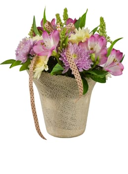 Beautiful flowers arranged in a basket