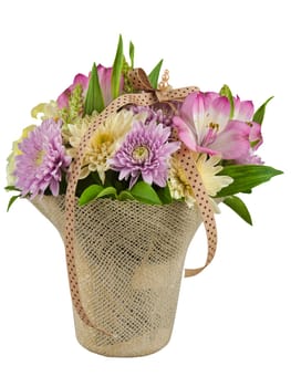 Beautiful flowers arranged in a basket