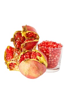 Ripe pomegranate isolated on a white background