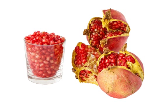 Ripe pomegranate isolated on a white background