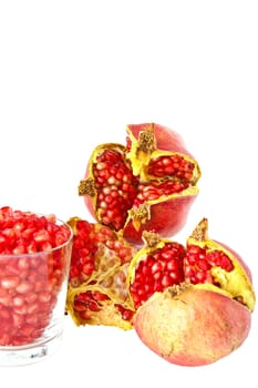 Ripe pomegranate isolated on a white background