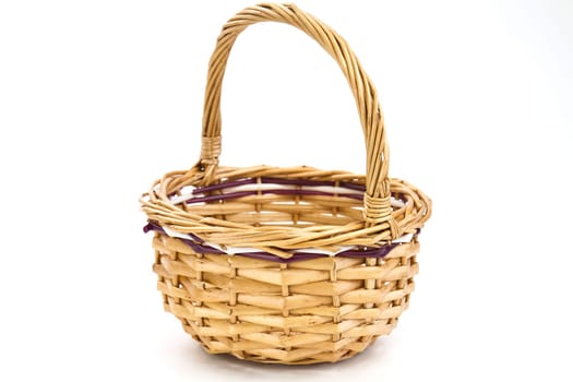 Decorative wicker basket wicker white background