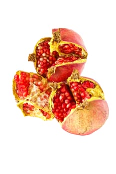 Ripe pomegranate isolated on a white background