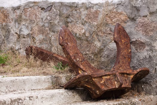 Old rusty anchor of a ship