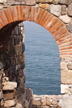 Detail of the exterior fortified medieval stone wall