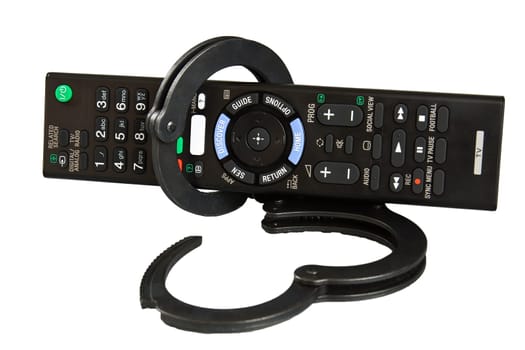 Remote control smart TV isolated on a white background