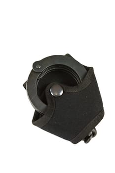 Black oxide police in handcuffs pouch belt