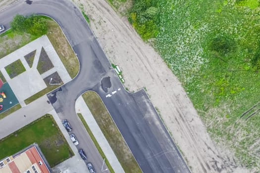 Top view of the city of Moscow, buildings and roads and other infrastructure of the city. Cityscape view from above.