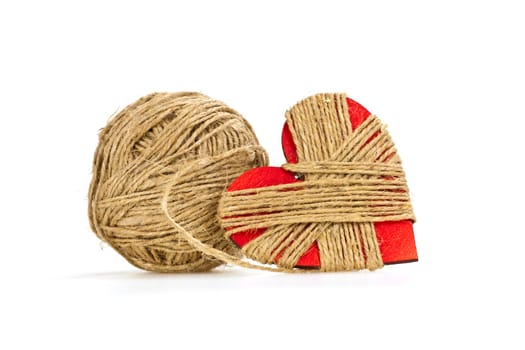 Heart tied with string as a symbol for Valentine's Day