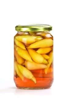 Home-canned hot green peppers