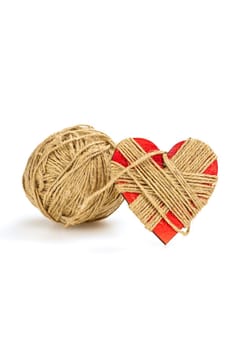 Heart tied with string as a symbol for Valentine's Day