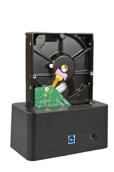 Docking station for fast connection and data backup to an external hard drive