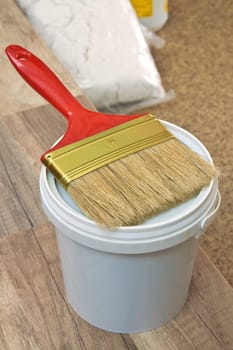 Flat paint brush painting at home