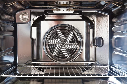 Detail of the interior of a modern oven built with fan