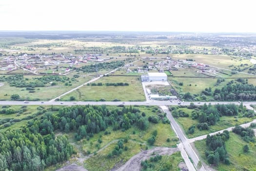Top view of the city of Moscow, buildings and roads and other infrastructure of the city. Cityscape view from above.