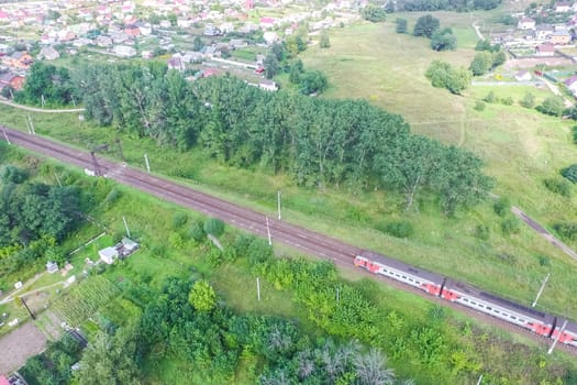 Top view of the village, fields and forests near the village