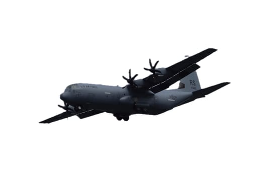 Kaiserslautern, Germany August 15, 2019: A US Air Force Lockheed C-130 Hercules approaching Ramstein Air Base