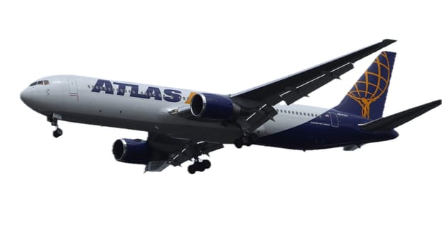 Kaiserslautern, Germany August 15, 2019: an Atlas Air Boeing approaching Ramstein Air Base