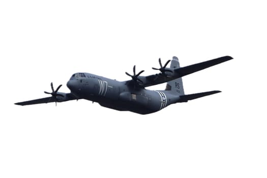 Kaiserslautern, Germany August 15, 2019: A US Air Force Lockheed C-130 Hercules approaching Ramstein Air Base