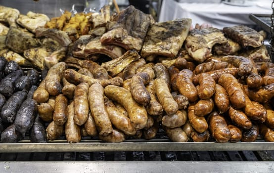Detail of fire roasted pork, traditional festival