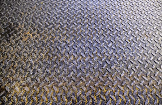 Detail of metal floor with non-slip patterns