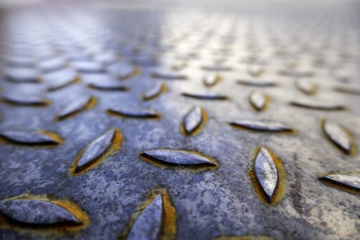 Detail of metal floor with non-slip patterns