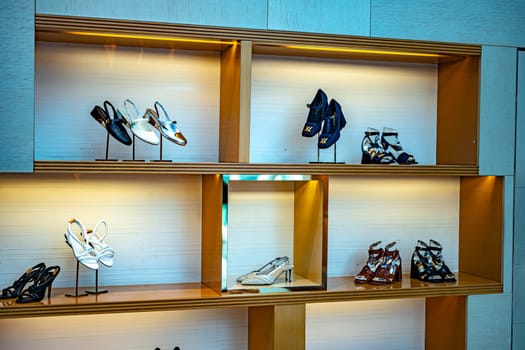 SINGAPORE - MAY 10, 2024: Products display in Louis Vuitton fashion house at Marina Bay Sands shopping mall in Singapore