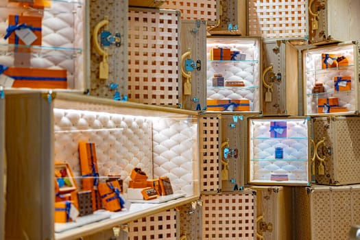 SINGAPORE - MAY 10, 2024: Interior of Louis Vuitton fashion house at Marina Bay Sands shopping mall in Singapore